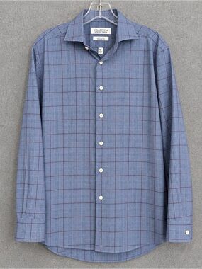 Collection by John F. Gee Men's Blue Plaid Dress Shirt